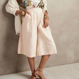 Banana Republic Cream Explorer Cotton Linen Wide Leg Culotte Shorts Size 6 / 30"